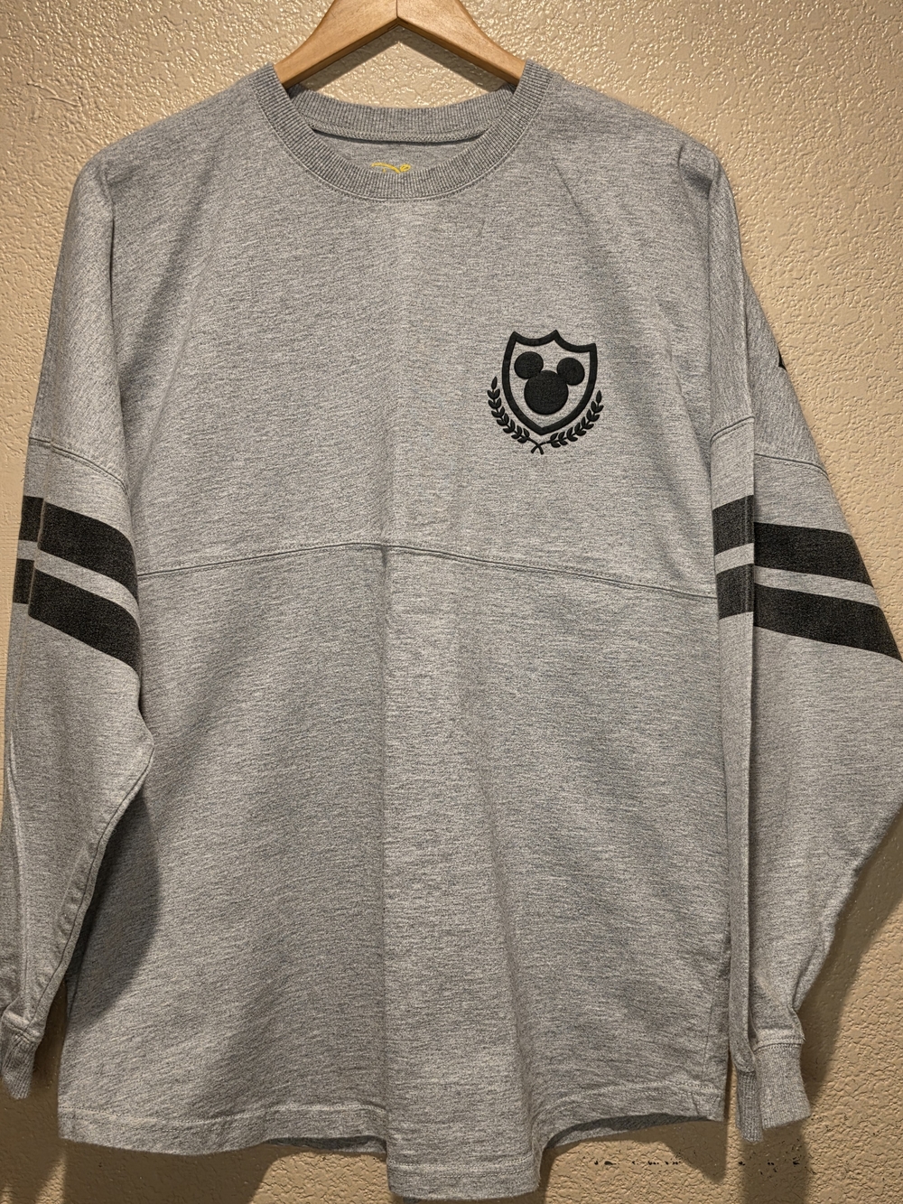 Disney Tshirt Jersey with Black Crest and Sleeve Stripes